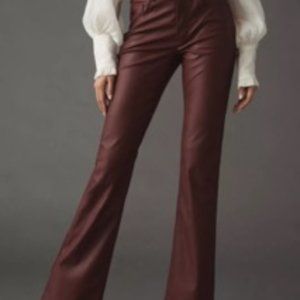 Anthropologie Pilcro the Breaker Cropped Leather Pant Red Wine Size 32